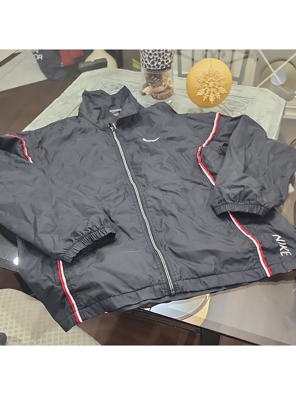 Nike Black Men's Logo Full Zip Windbreaker 90ies Medijm Oversized